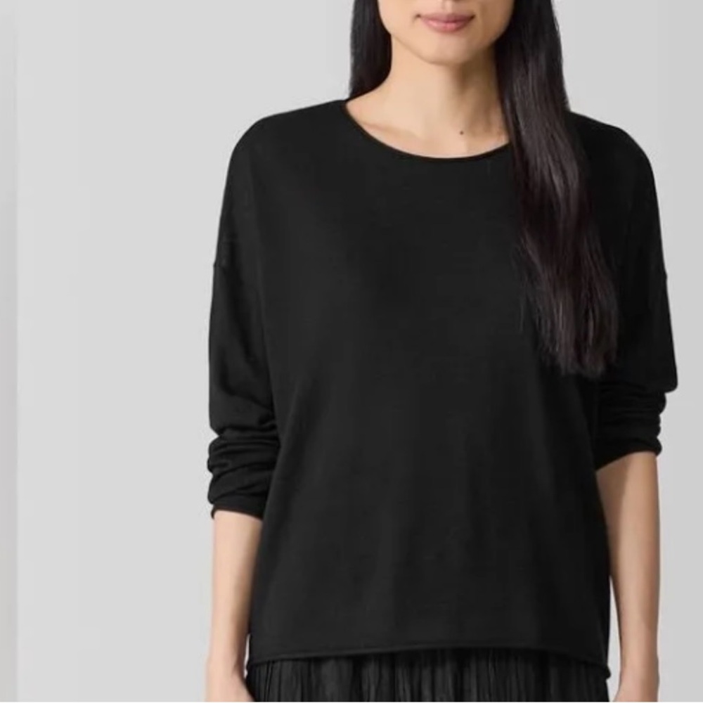 Eileen Fisher Fine Merino Box-Top in Regenerative Wool